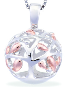 A Family Tree - Begins With The Love Of Two Hearts - sterling silver pendant (Rose Gold)