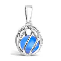 September Birthstone silver pendant - Blue Agate