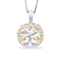 A Family Tree - Begins With The Love Of Two Hearts - sterling silver pendant (Yellow Gold)